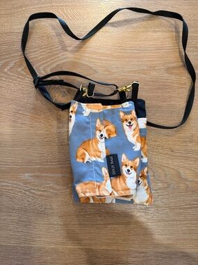 Corgi Print Crossbody Bag in Blue